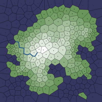 Elevation map with one river