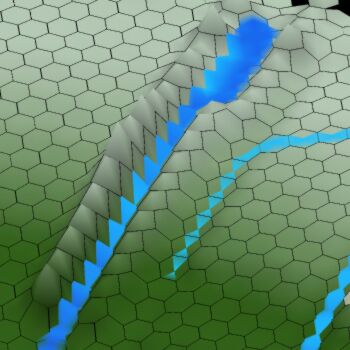 Image of rendering artifacts in canyon